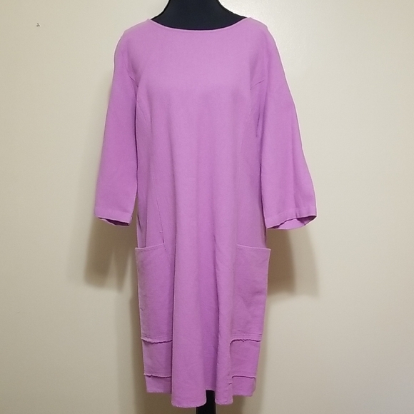 Soft Surroundings Carpe Diem Dress Lilac Orchid Gauze Raw Edges Cotton Flowy LP - Picture 1 of 13